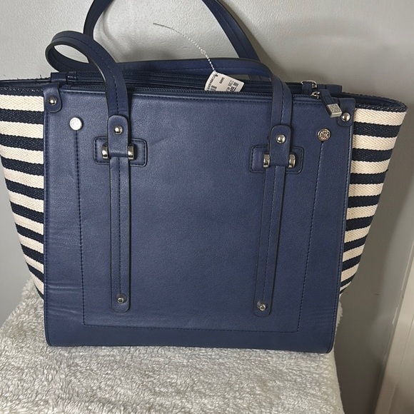 Christian Lacroix Navy and Cream Striped Tote - Picture 3 of 7